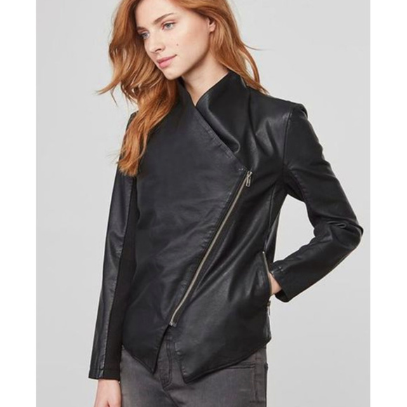 asymmetrical faux leather jacket